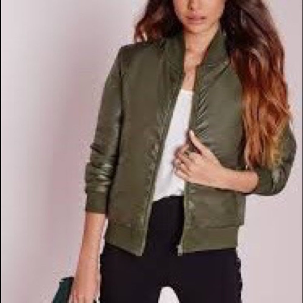 UO Fate Leather Bomber Jacket - Picture 1 of 4